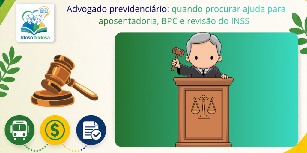 Advogado previdenciário: quando procurar ajuda para aposentadoria, BPC e revisão do INSS